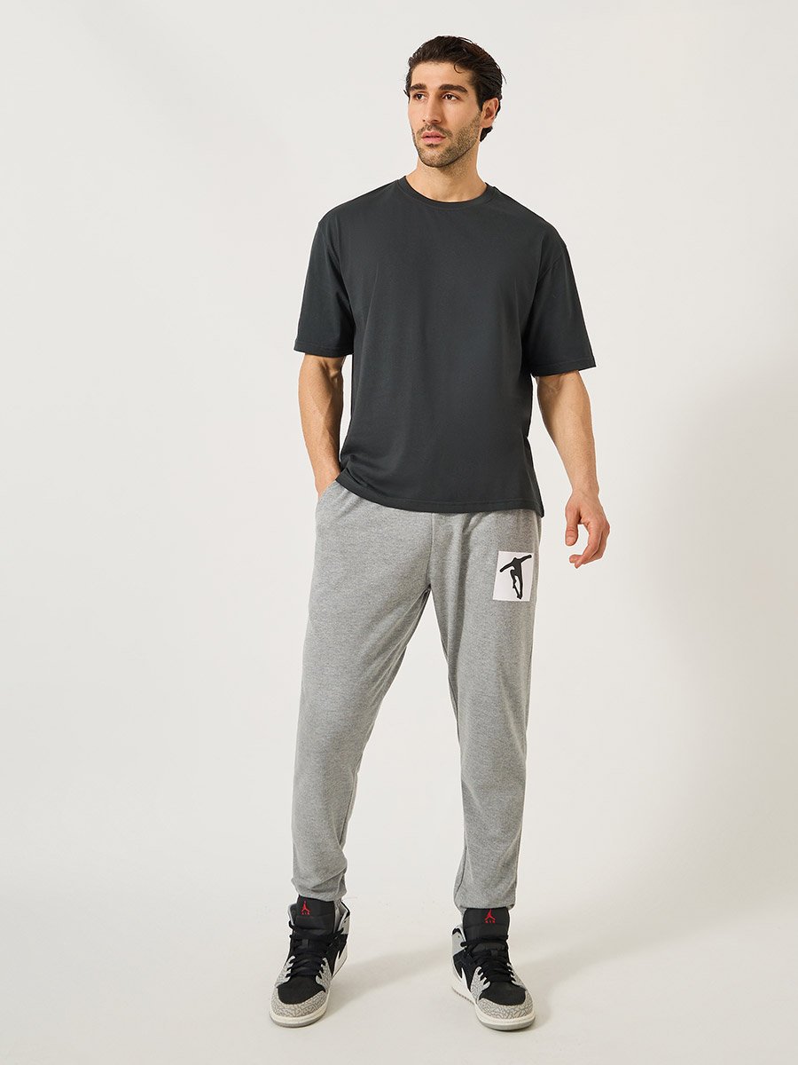 Graphic Print Slim Fit Joggers with Elasticated Hem
