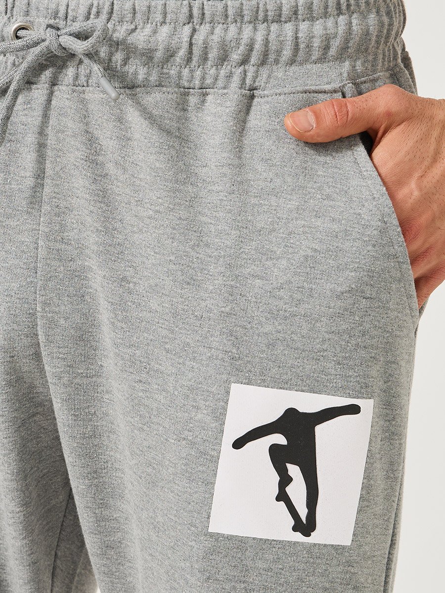 Graphic Print Slim Fit Joggers with Elasticated Hem