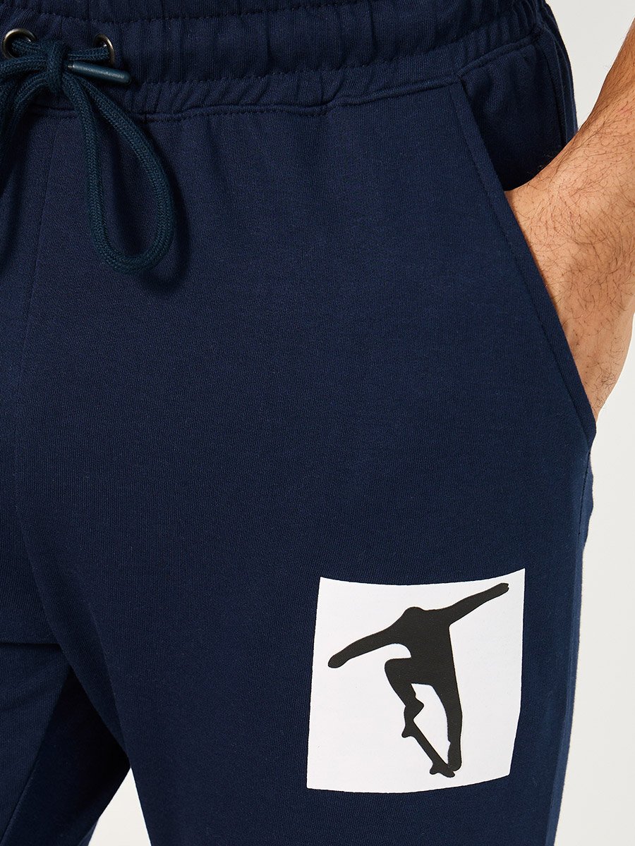 Graphic Print Slim Fit Joggers with Elasticated Hem