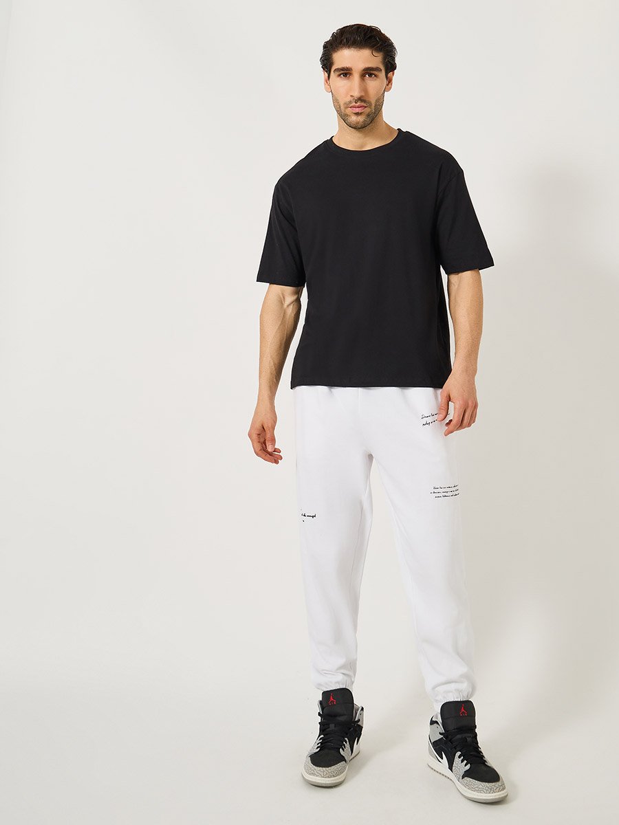 Slogan Print Cotton Rich Fleece Oversized Joggers