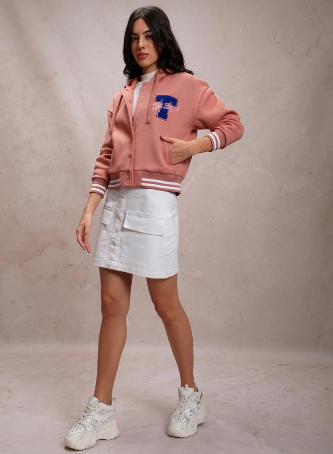 Embroidered Hooded Varsity Jacket