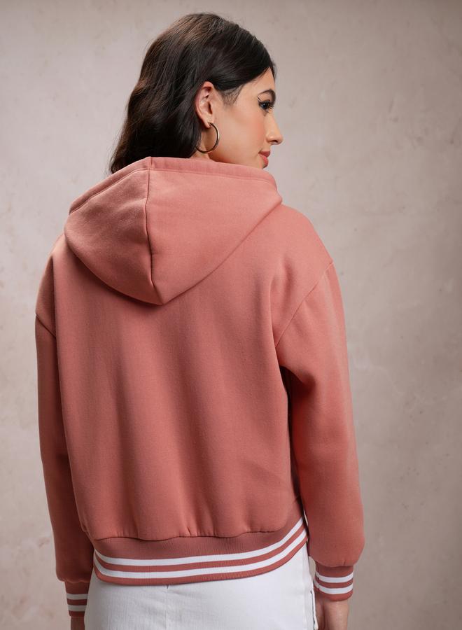 Embroidered Hooded Varsity Jacket