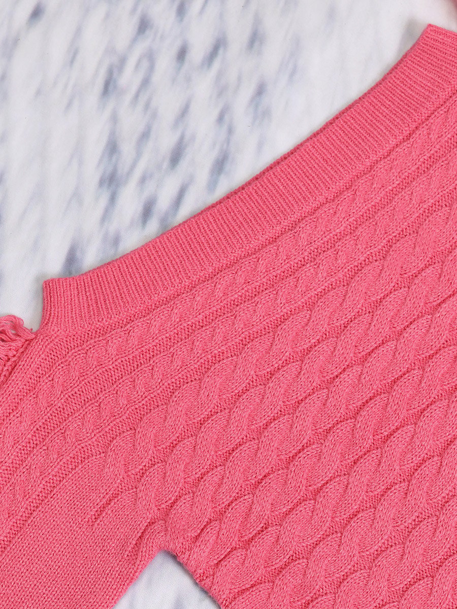 Textured Cable Knit Boat Neck Sweater