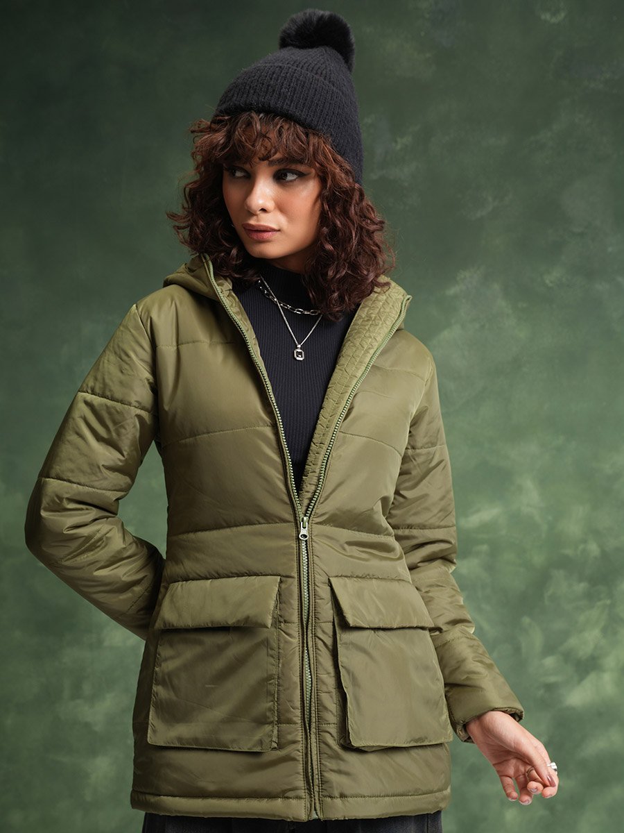 Hooded Longline Padded Jacket