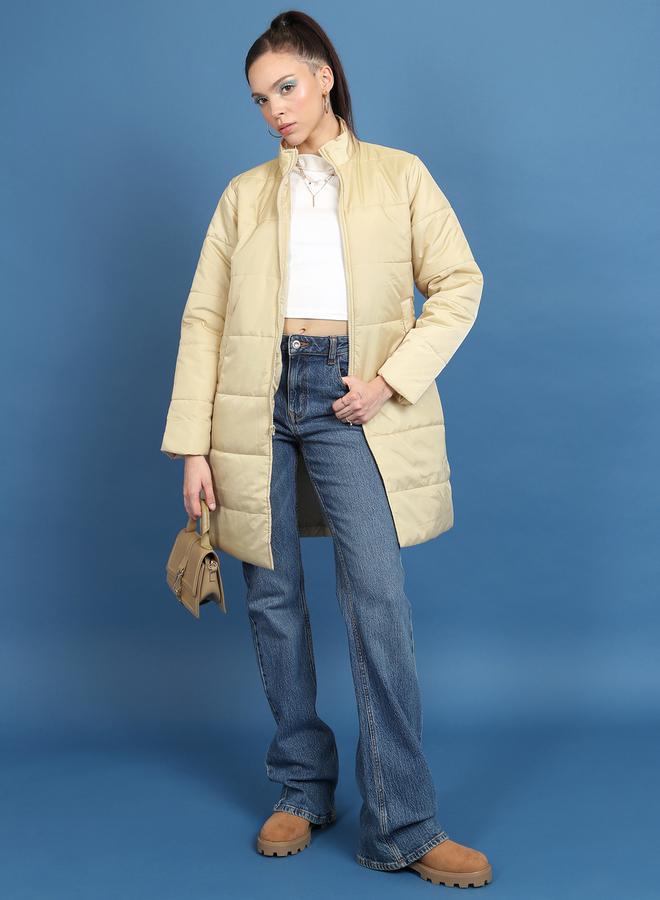 Longline High Neck Padded Jacket