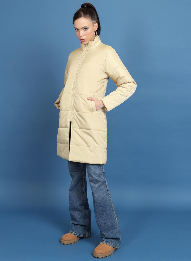 Longline High Neck Padded Jacket