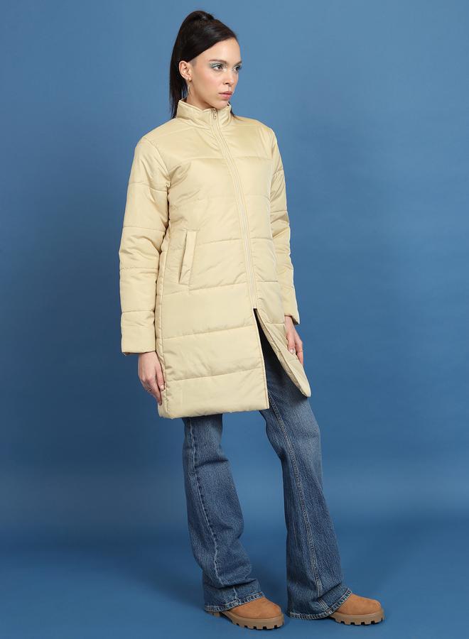 Longline High Neck Padded Jacket