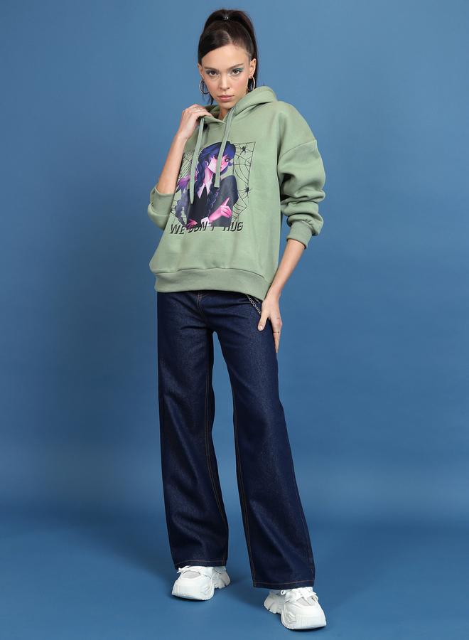 Oversized Wednesday Graphic Print Hoodie