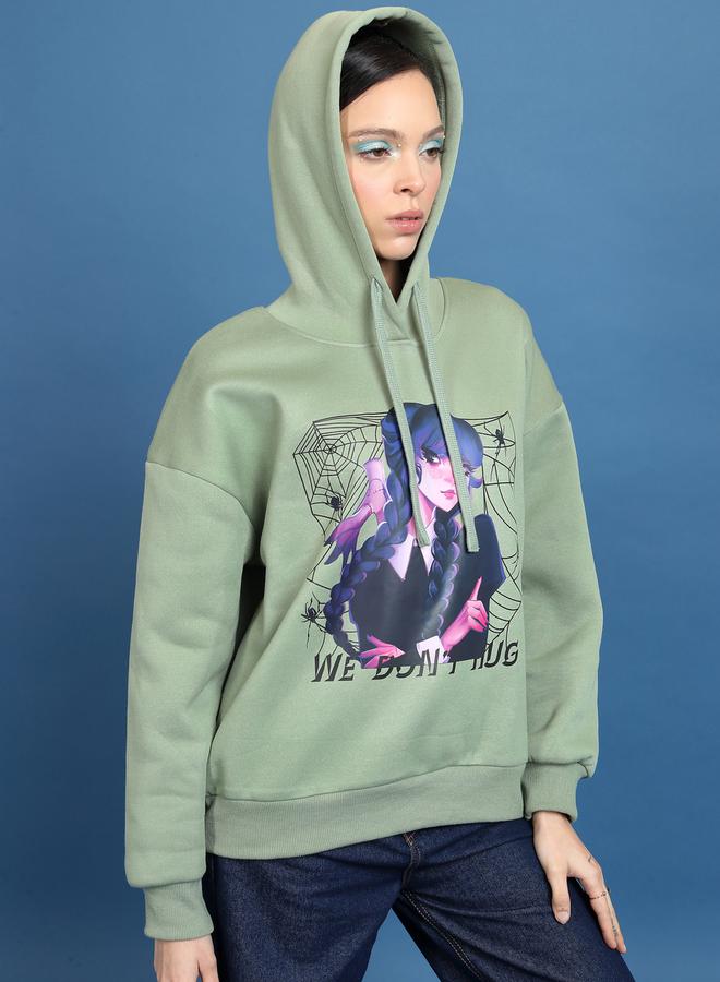 Oversized Wednesday Graphic Print Hoodie