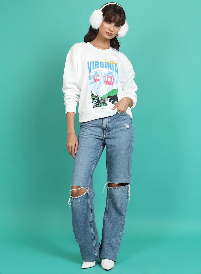 Relaxed Fit Typography Print Sweatshirt