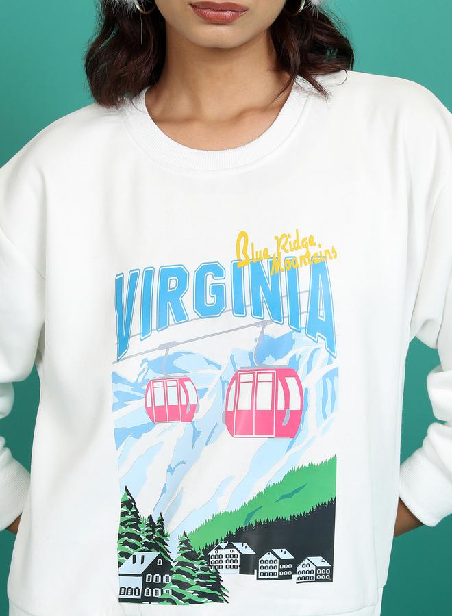 Relaxed Fit Typography Print Sweatshirt