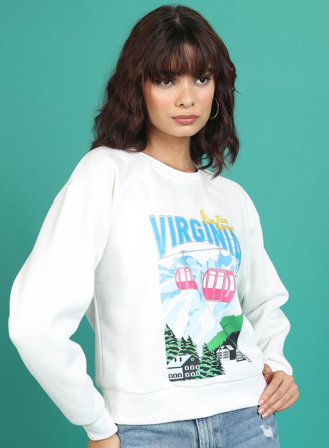 Relaxed Fit Typography Print Sweatshirt