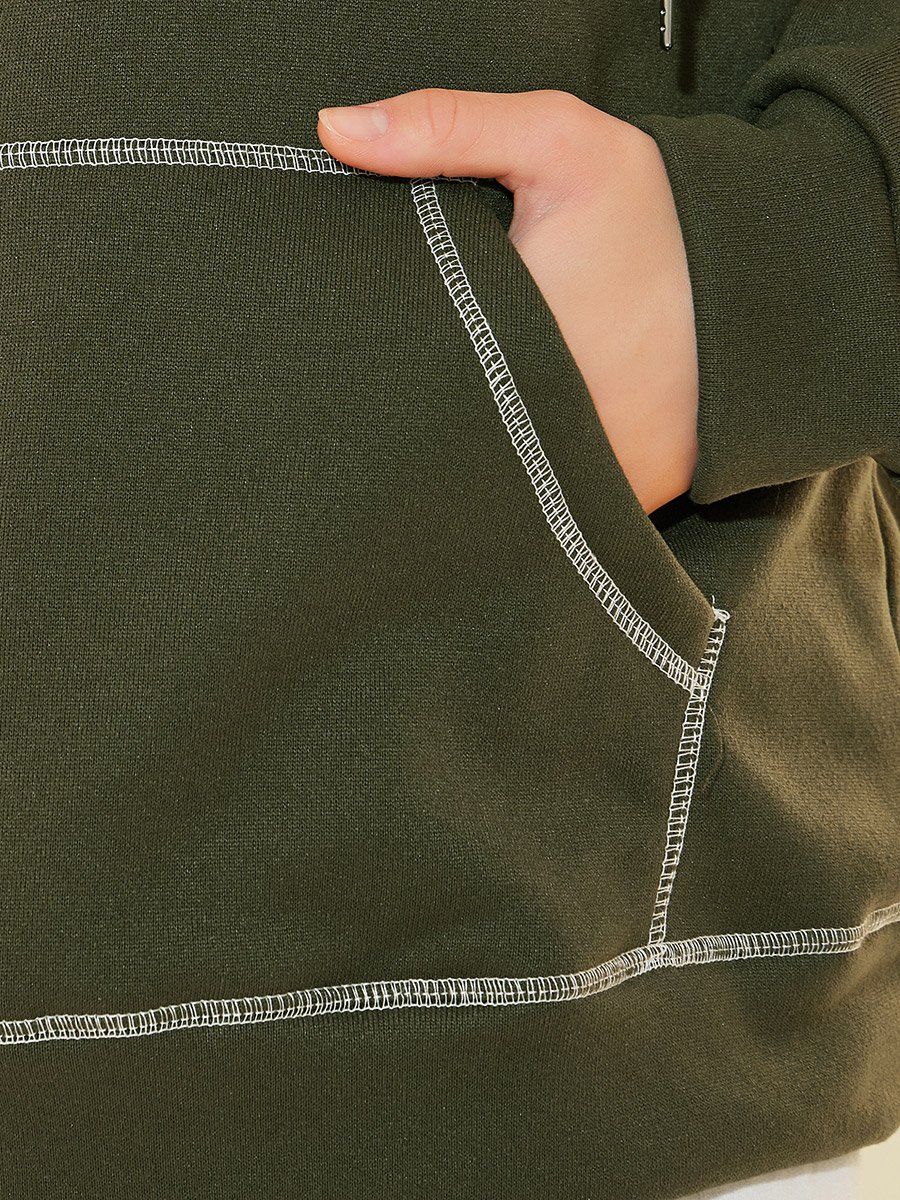 Overlock Seam Slogan Print Relaxed Fit Hoodie