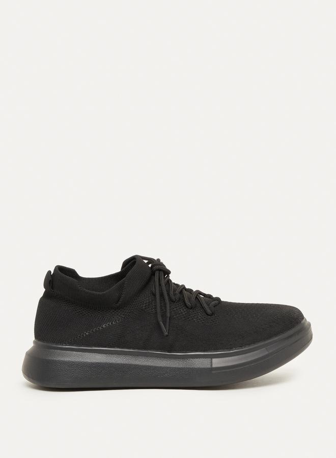 Textured Lace Up Platform Sole Sneakers