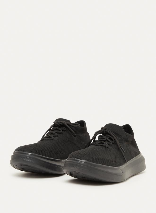 Textured Lace Up Platform Sole Sneakers