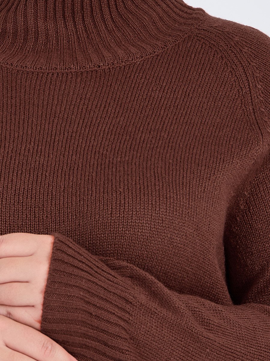 Plus Size Long Sleeves Knitted Sweater Knee Length Dress