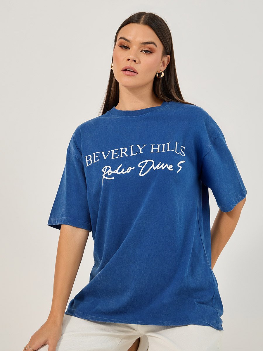 Printed Oversized Round Neck Short Sleeve T-Shirt