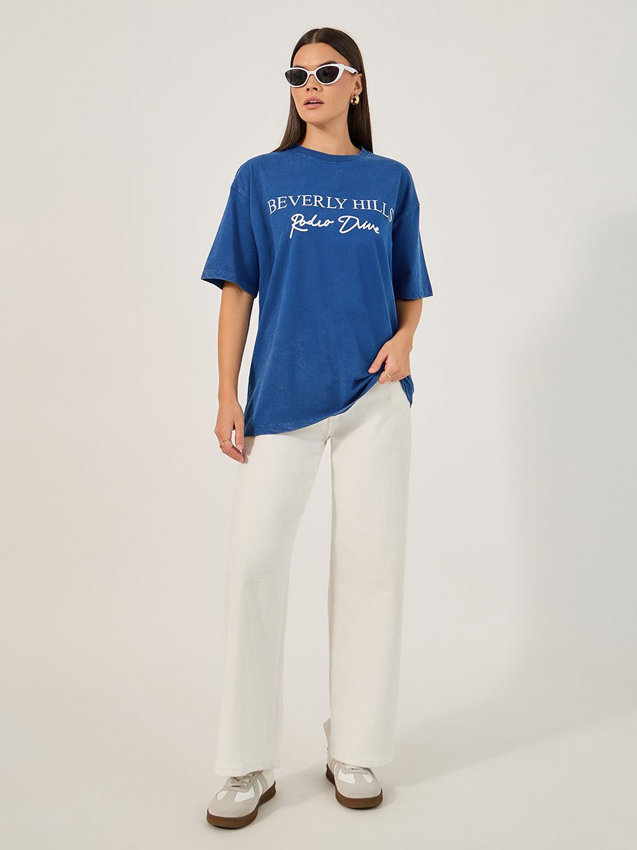 Printed Oversized Round Neck Short Sleeve T-Shirt