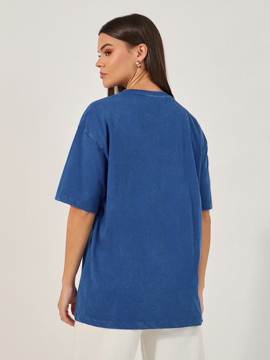Printed Oversized Round Neck Short Sleeve T-Shirt
