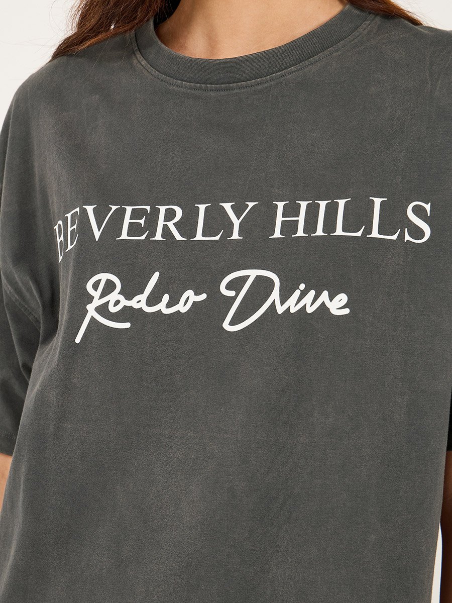 Slogan Print Round Neck Oversized T-Shirt