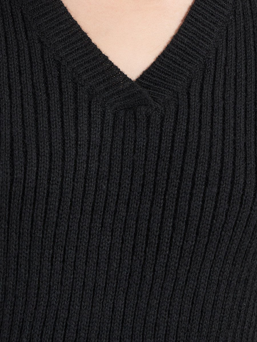 V Neck Knitted Sweater Top and Straight Leg Pants Co-Ords