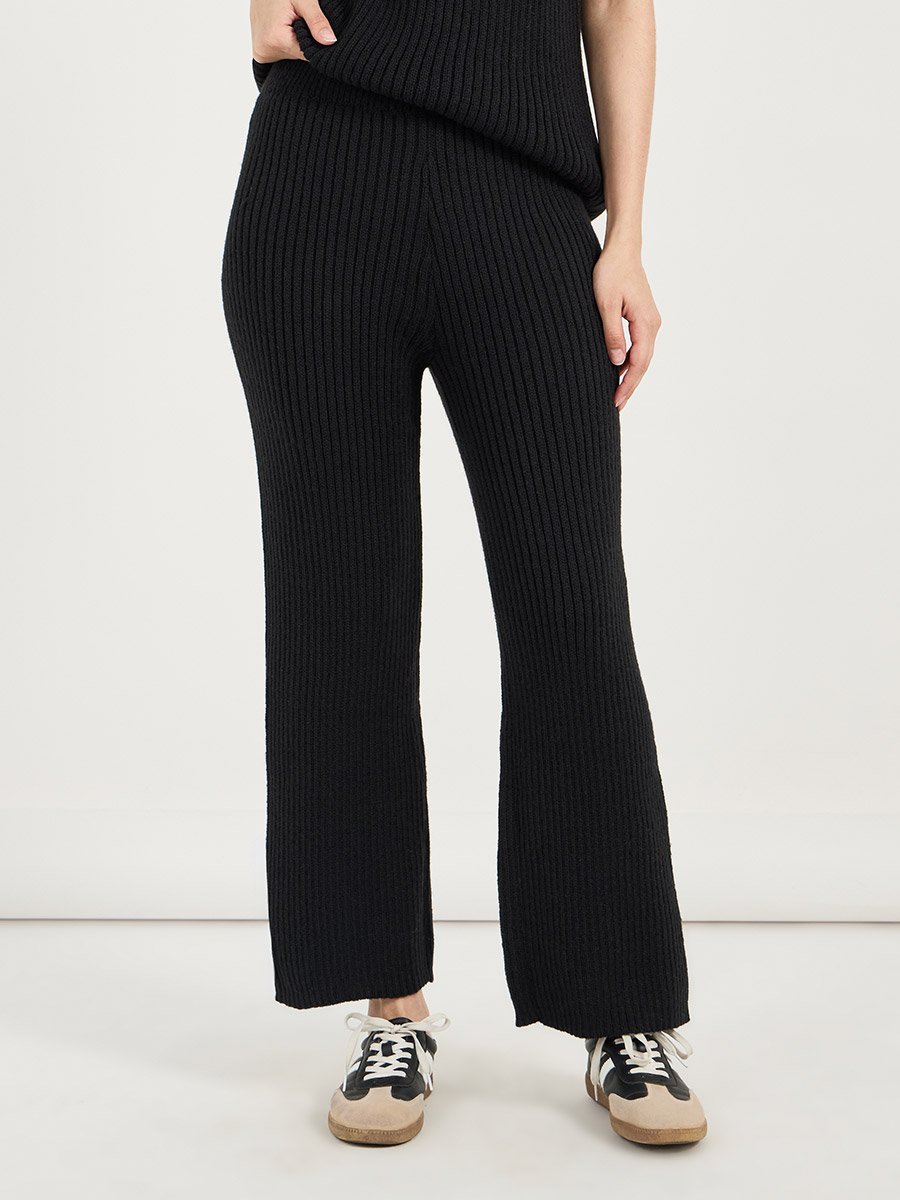 V Neck Knitted Sweater Top and Straight Leg Pants Co-Ords