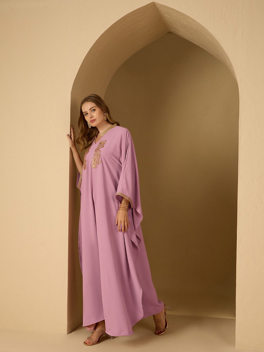 Applique Detail Stand Collar Kaftan