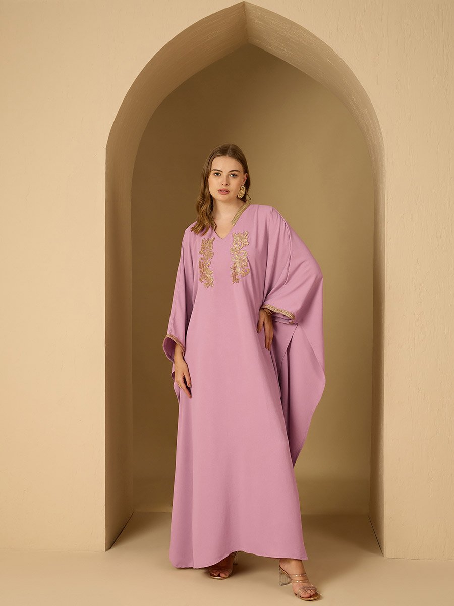 Applique Detail Stand Collar Kaftan