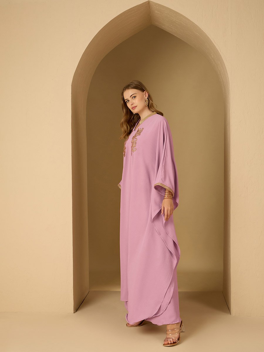 Applique Detail Stand Collar Kaftan