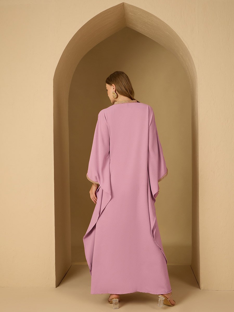 Applique Detail Stand Collar Kaftan