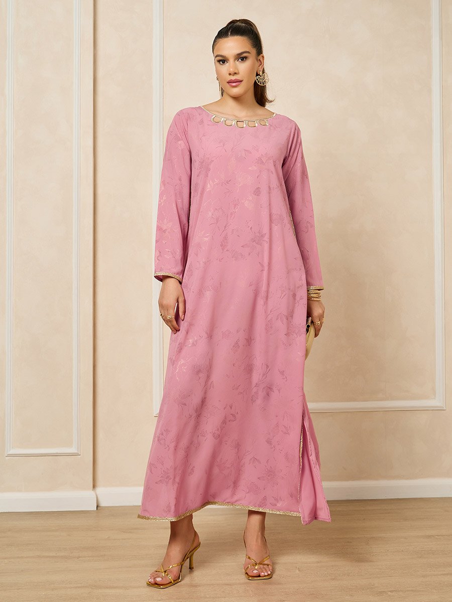 Scallop Cut Work detail Jalabiya with Lace Trim