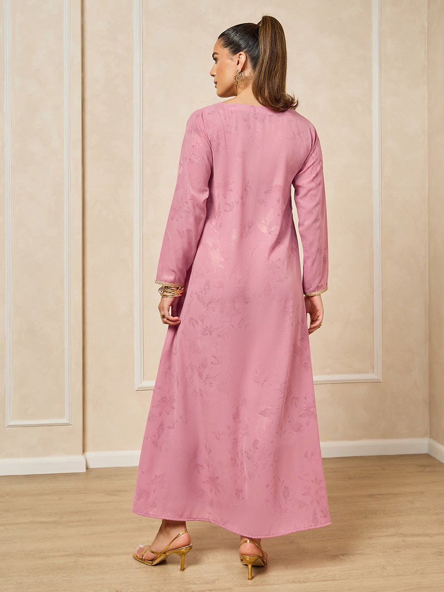 Scallop Cut Work detail Jalabiya with Lace Trim