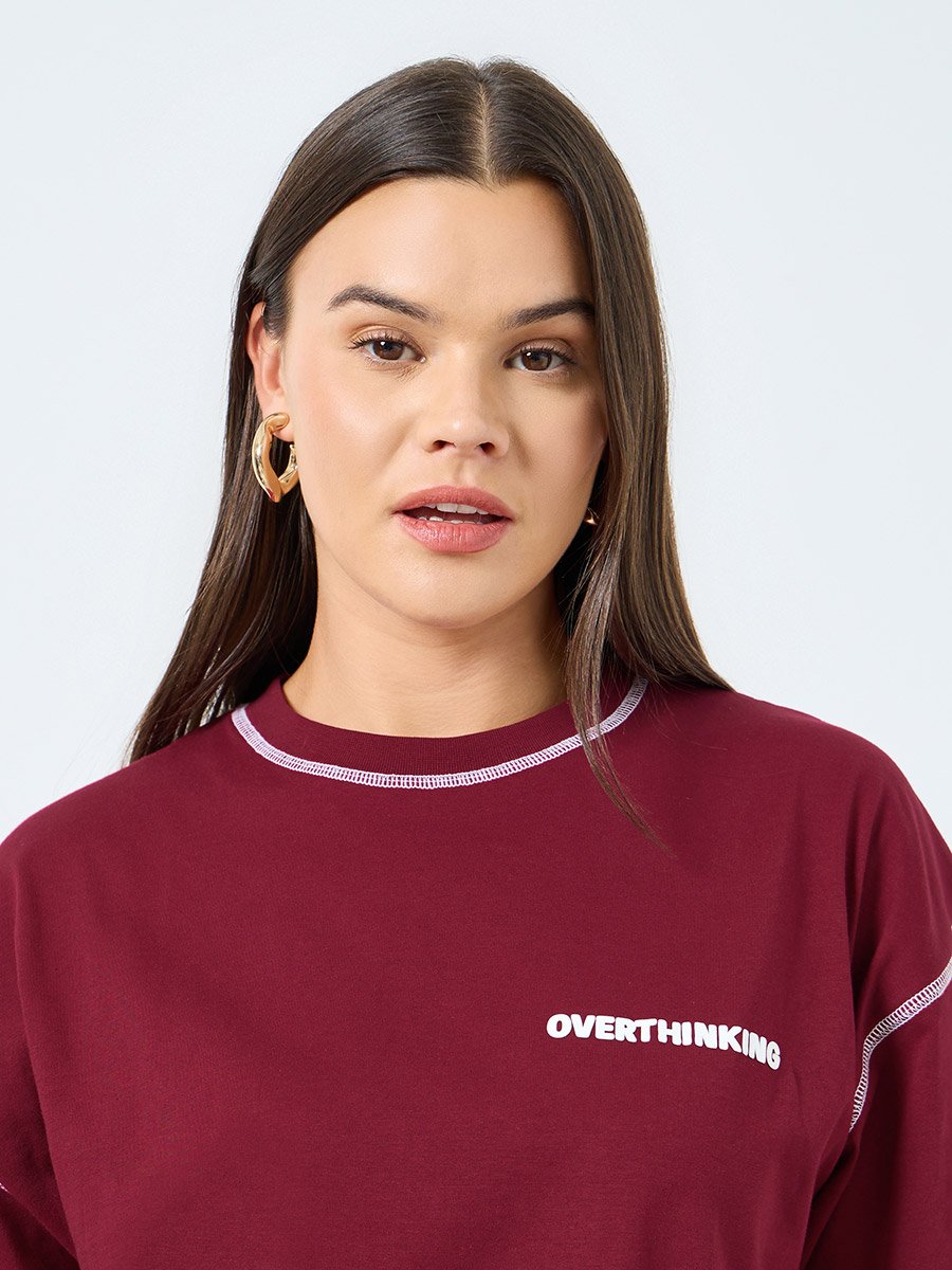 Oversized 100% Cotton T-Shirt with Overlock Stitch