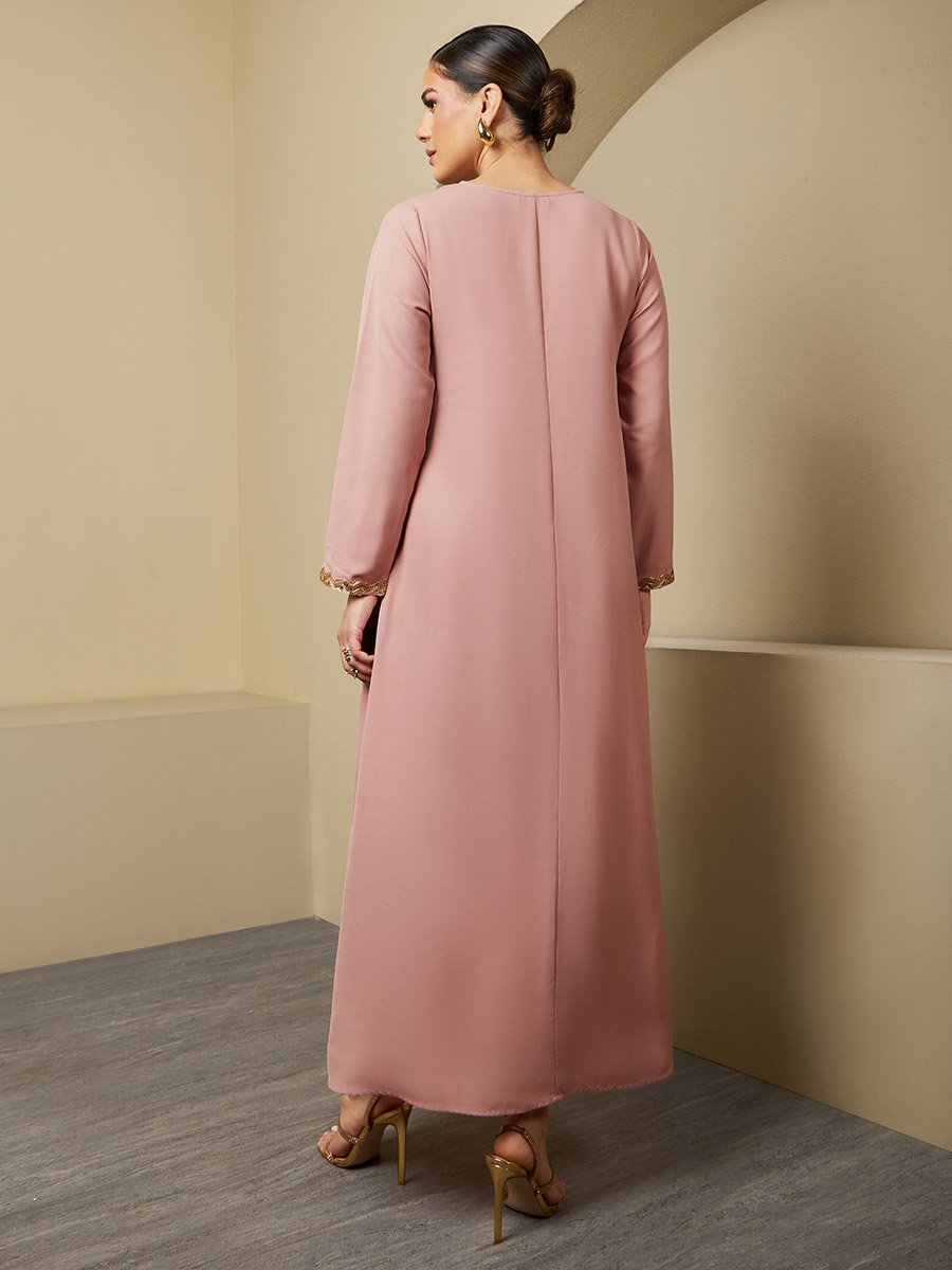 Sequin Embellished V-Neck Flared Jalabiya