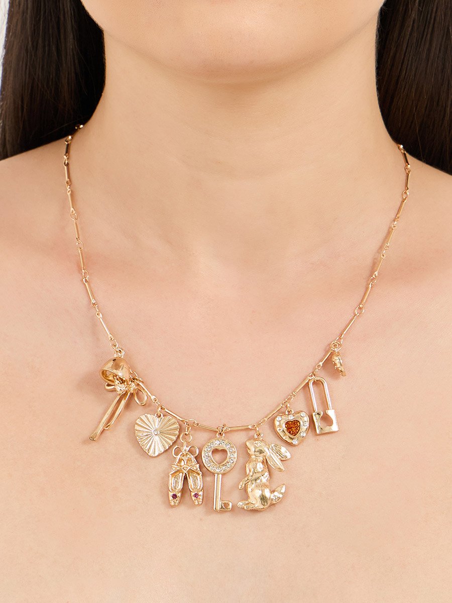 Multi Charm Drop Necklace