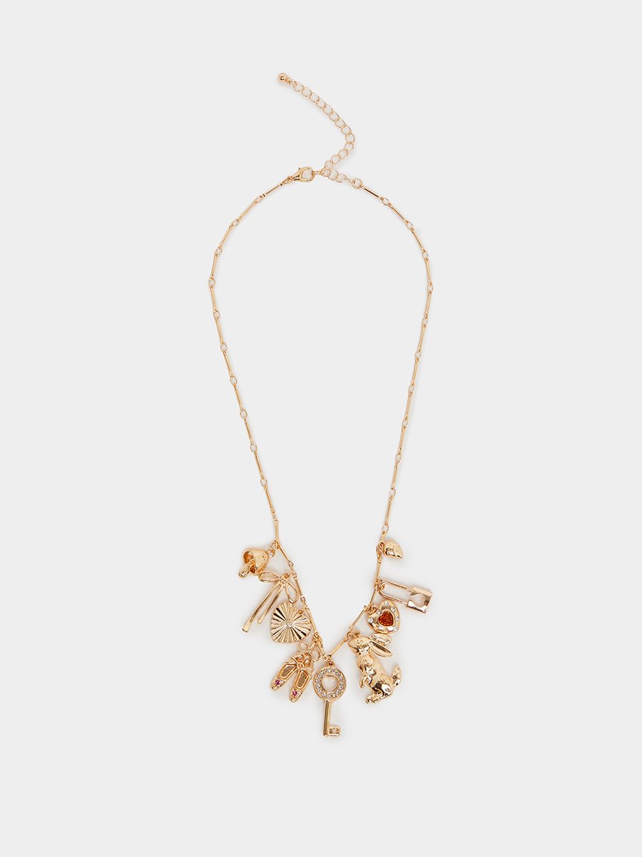 Multi Charm Drop Necklace