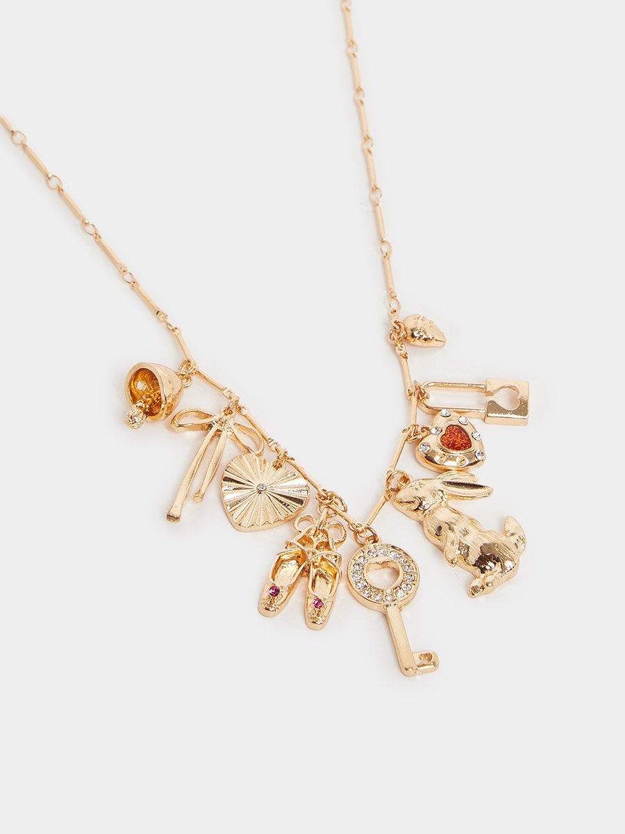 Multi Charm Drop Necklace