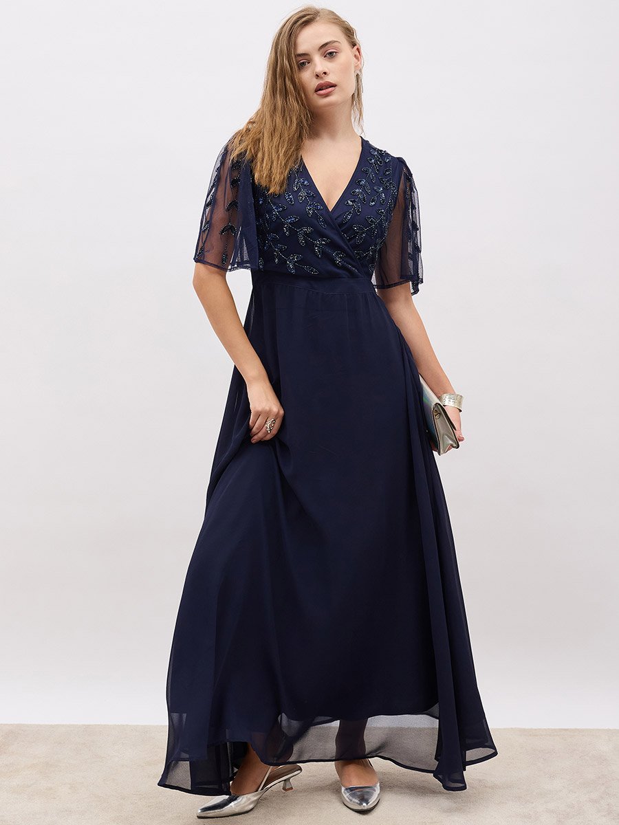 v neck flare dress Hana Midi A-Line Dress main image 1