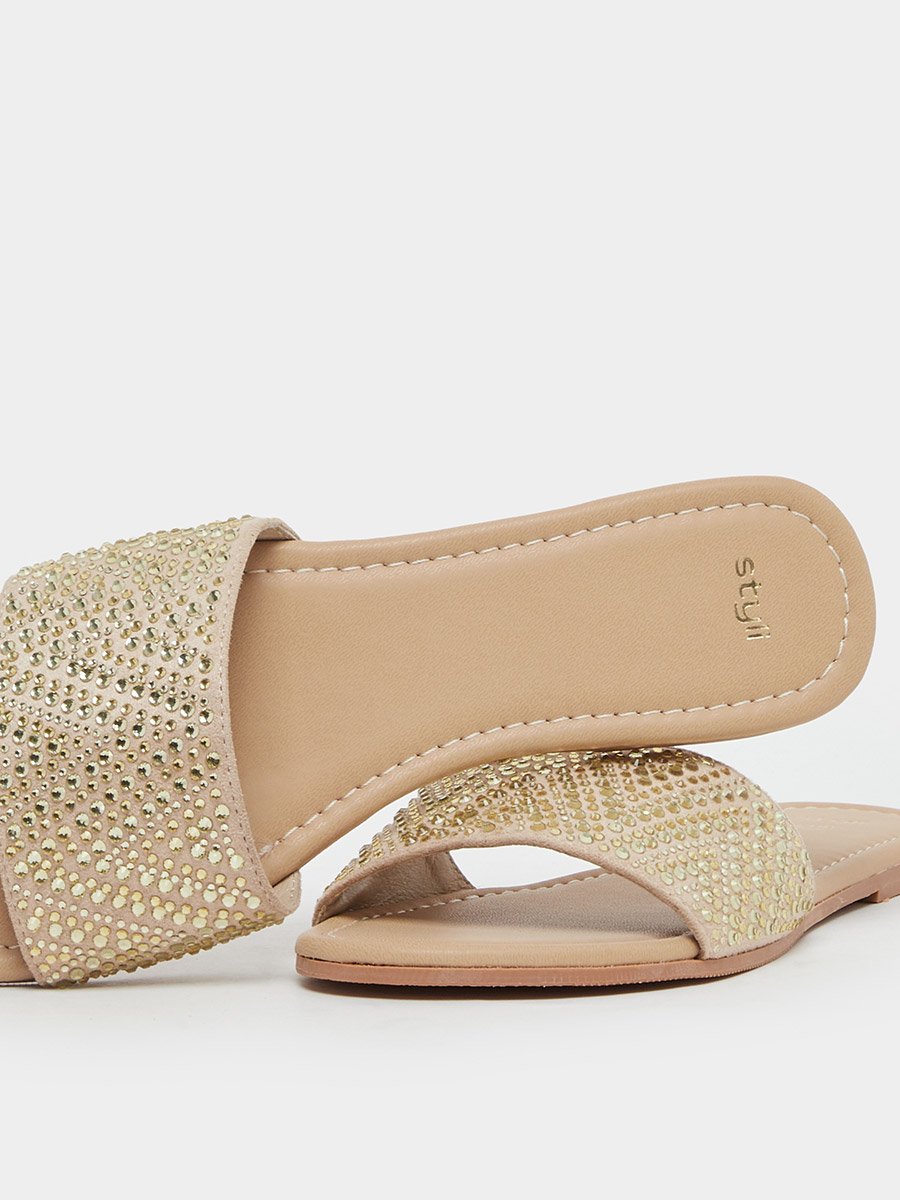 Embellished Slip-On Flat Sandals