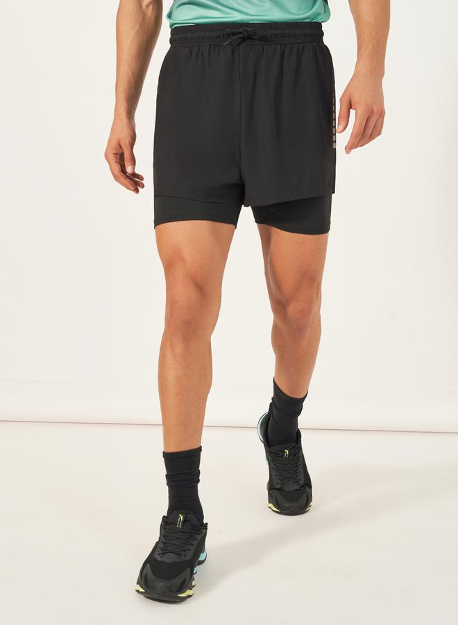 4-Way Stretch 2in1 Training Shorts with Side Print Detail