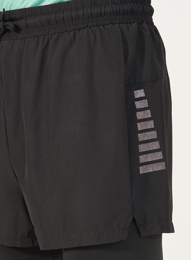 4-Way Stretch 2in1 Training Shorts with Side Print Detail