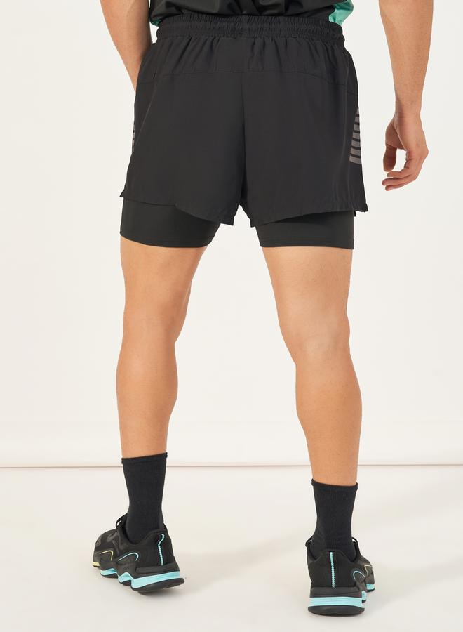 4-Way Stretch 2in1 Training Shorts with Side Print Detail