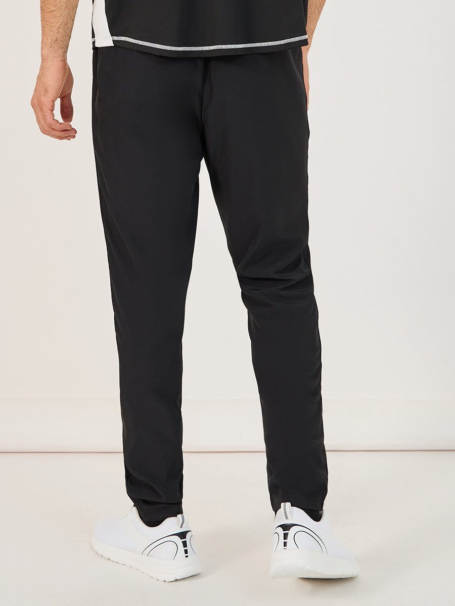 4-Way Stretch Compression Knit Slim Track Pants with Piping Detail For ...