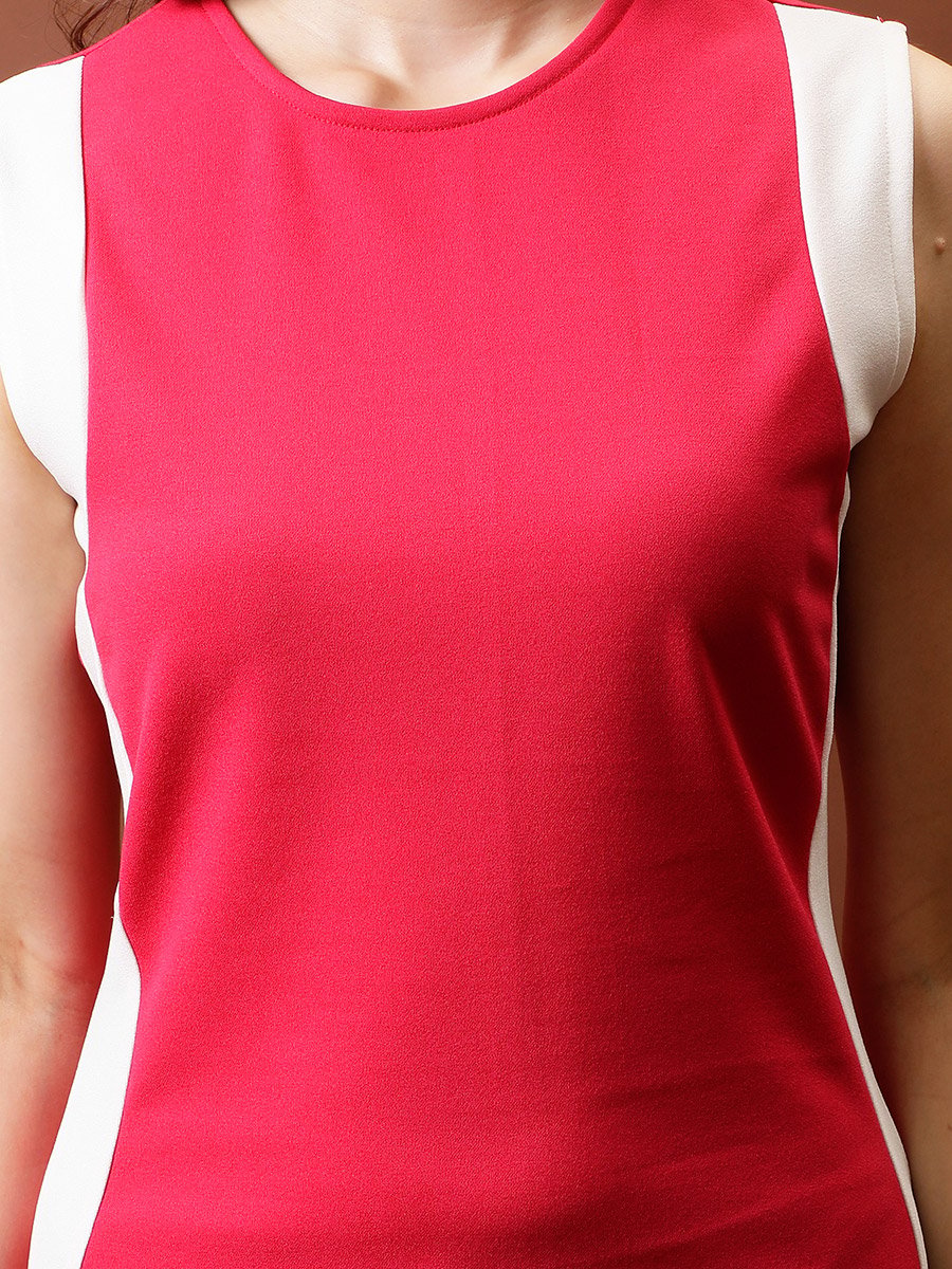 Contrast Side Panel Sheath Knee Length Dress