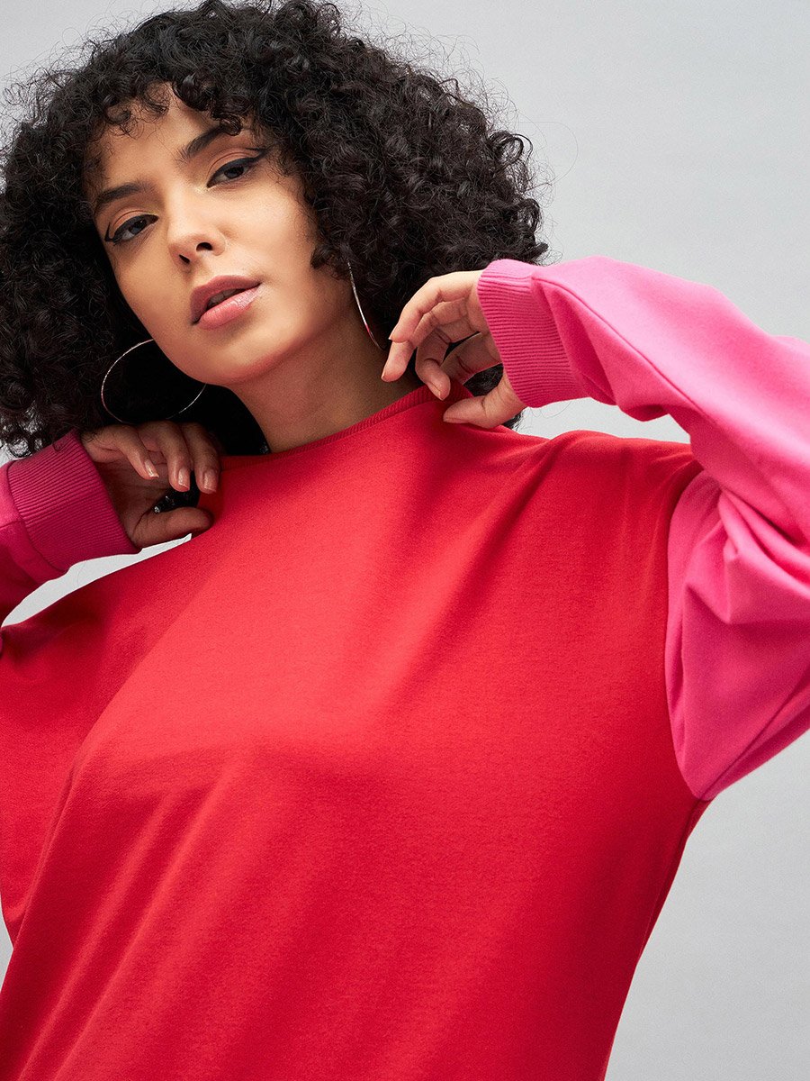 Oversized Color Block Sweatshirt