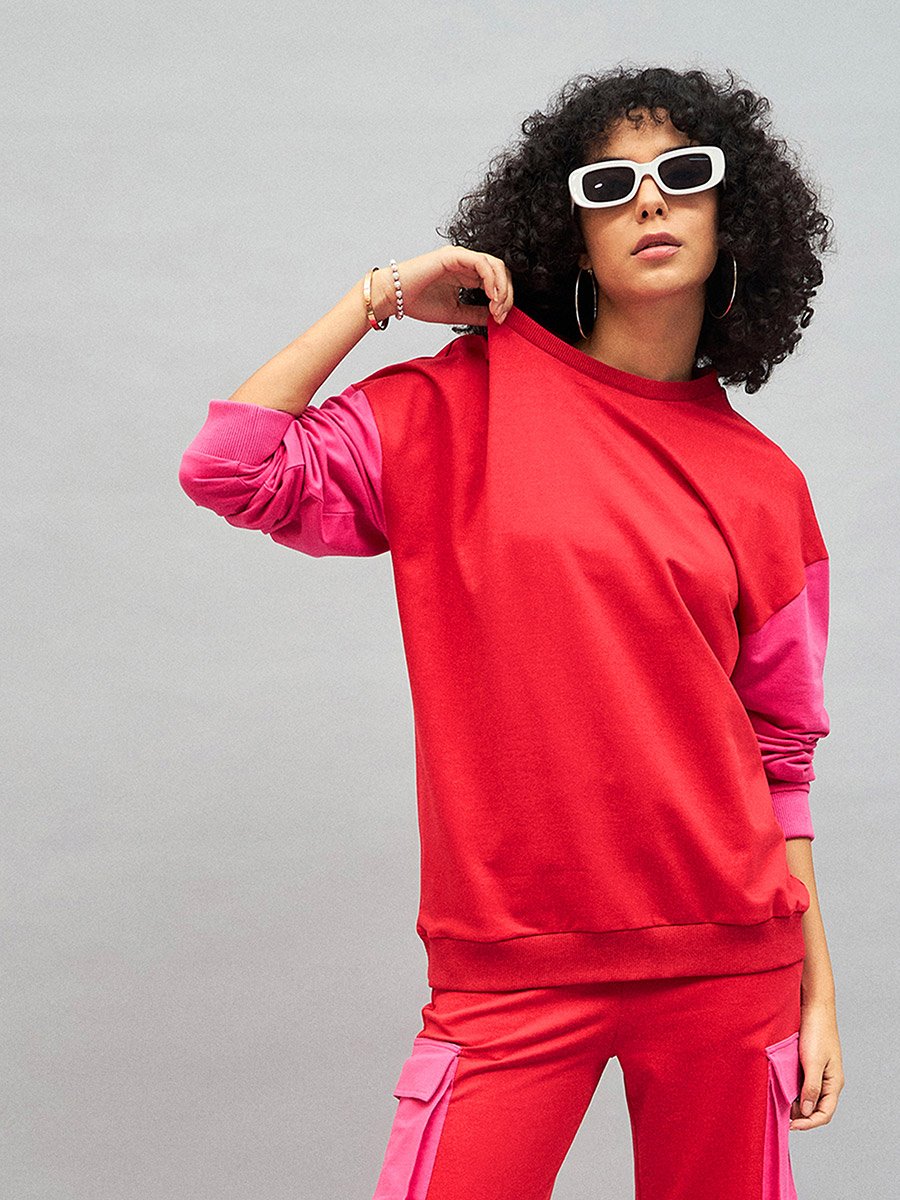 Oversized Color Block Sweatshirt