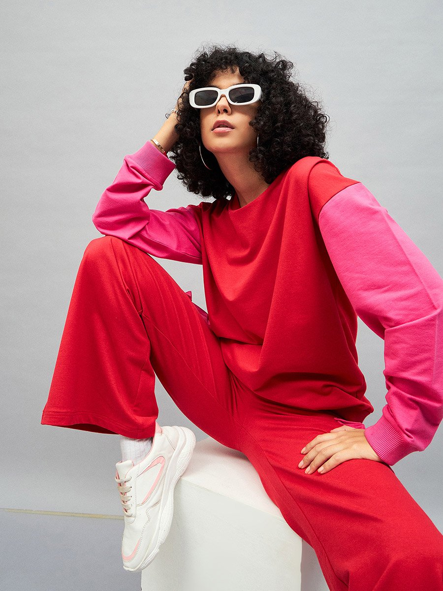 Oversized Color Block Sweatshirt