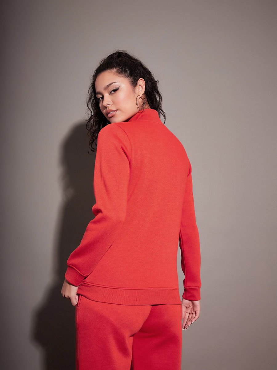 Red Fleece Zipper Jacket