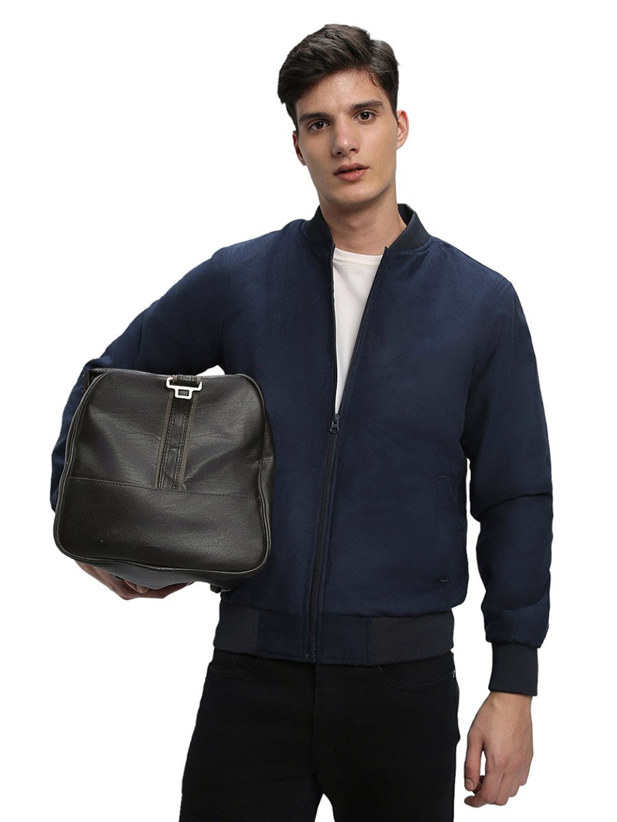 Regular Fit Suede Look Bomber Jacket