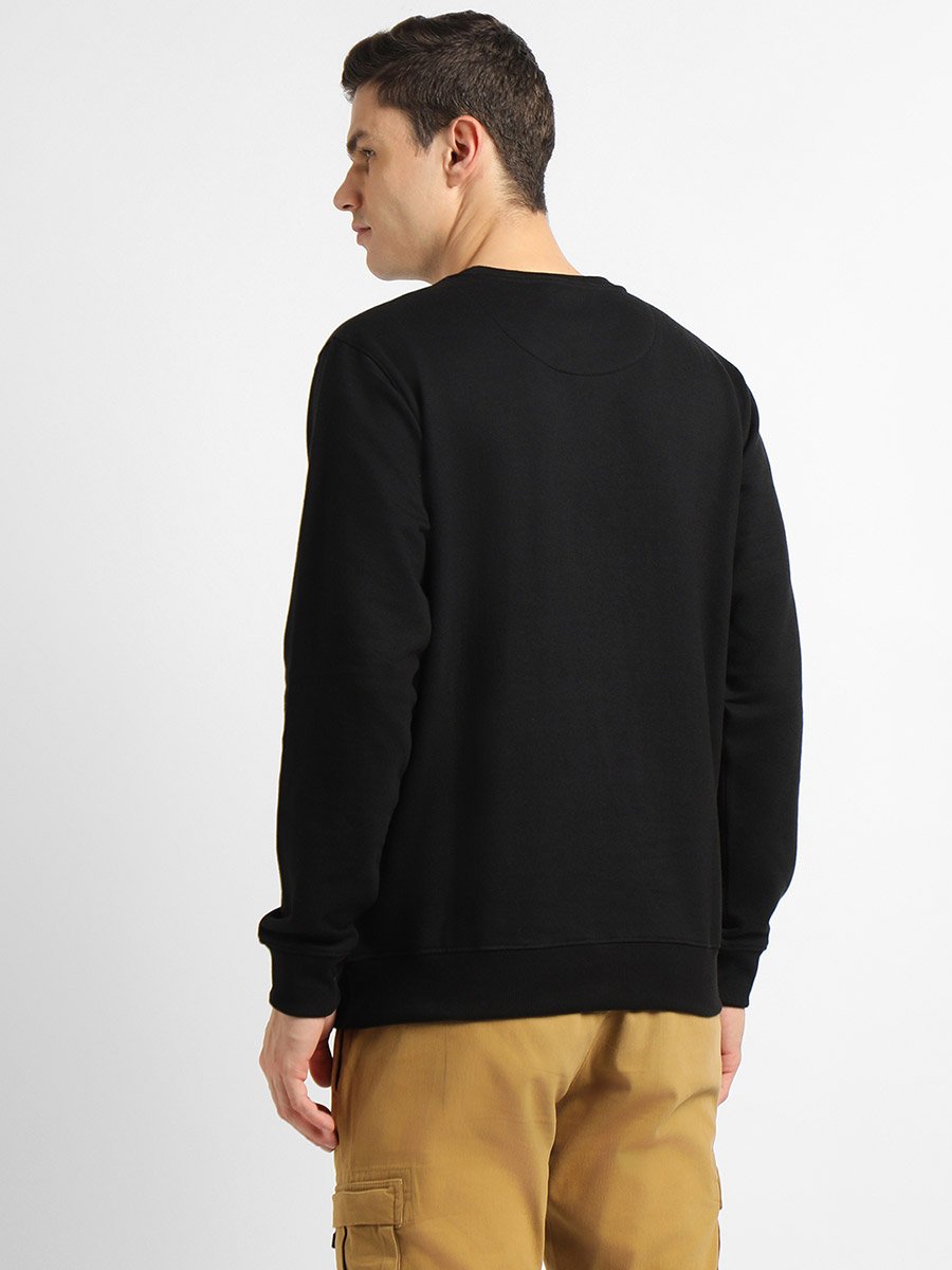 Mock Neck Regular Fit Solid Patch Pocket Sweatshirt